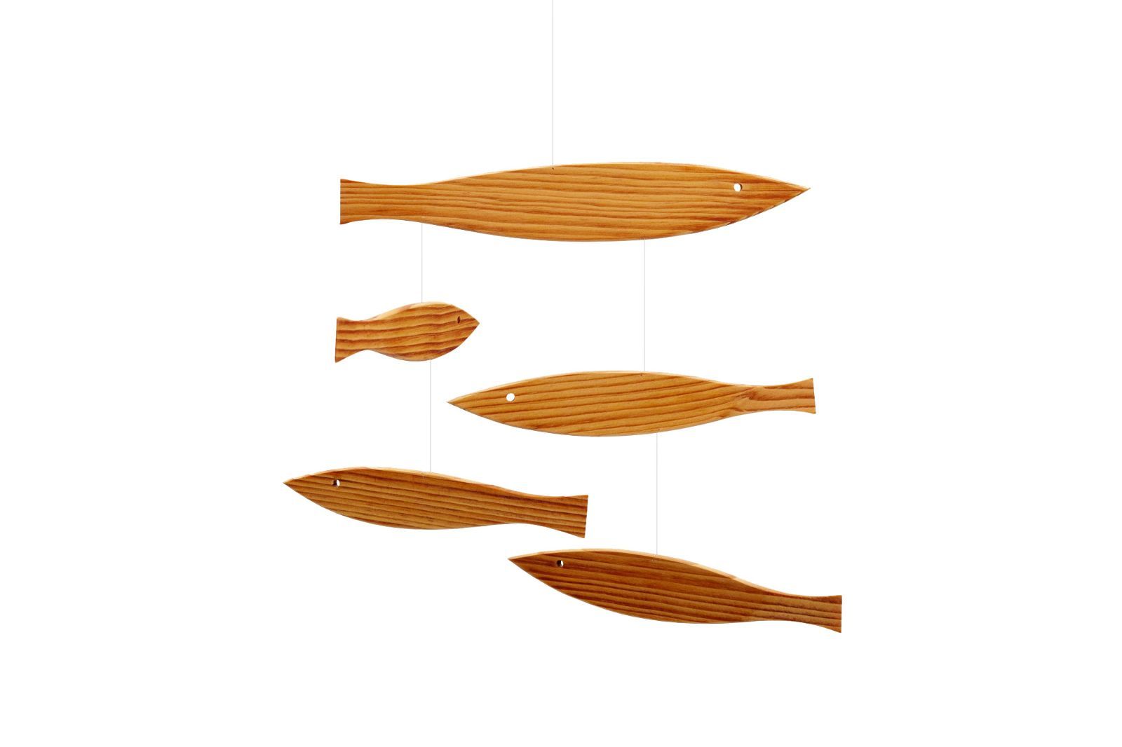 北欧デンマークモビール　Floating Fish　天然木製の魚/32x116