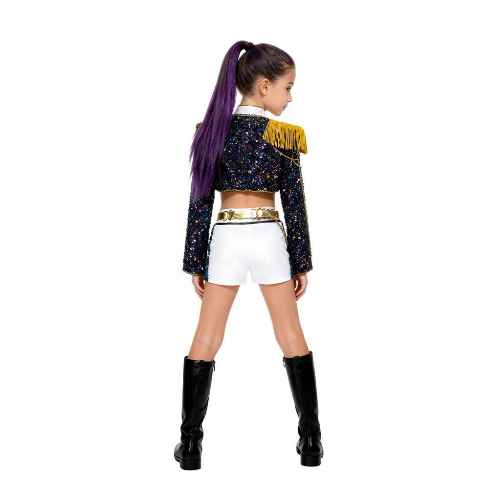 KPOPガールズ！デーモン・ハンターズ ルミ風コスプレM 黒ブラック子供3