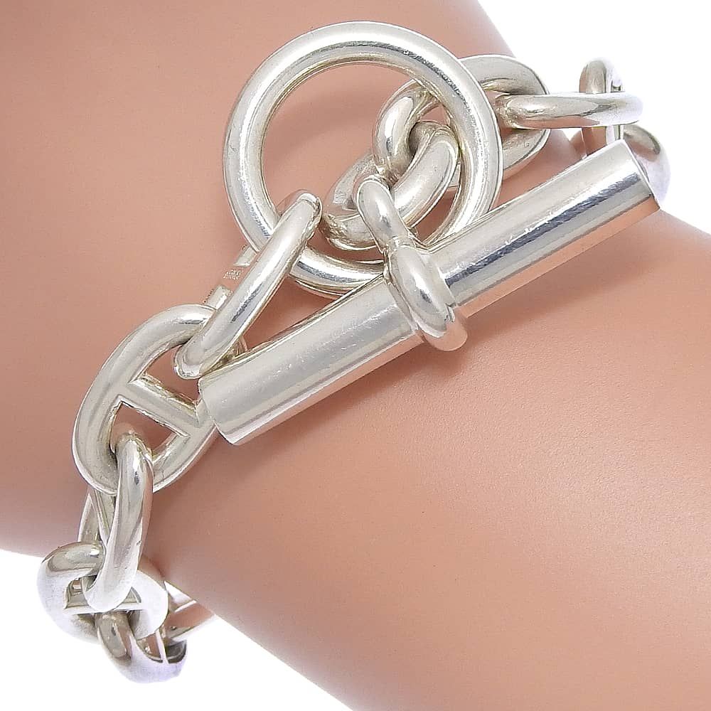 本物保証】 超美品 エルメス HERMES シェーヌダンクルMM 15コマ SV925  