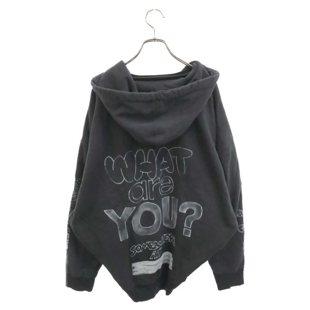 MIHARA YASUHIRO (ミハラヤスヒロ) 21AW Wide Back Hoodie ペイント ワイド バックフーディー スウェット プルオーバーパーカー ブラック A07HD571 48 - メルカリ