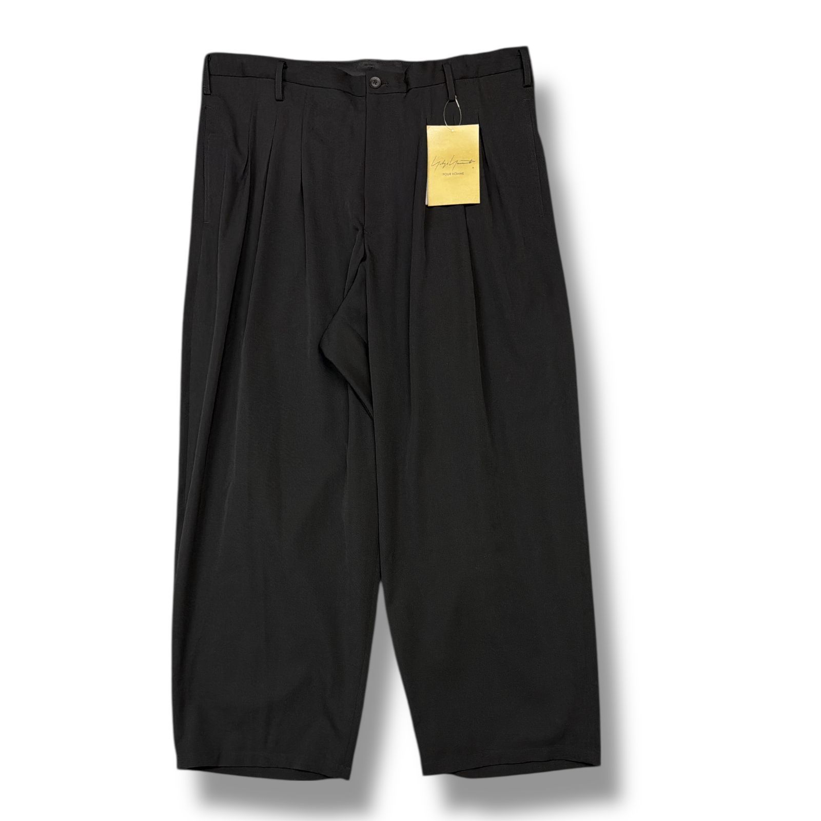 参考上代85800円 未使用品 Yohji Yamamoto POUR HOMME WOOL GABARDINE 12 TUCKS PANTS ウールギャバジン12タックパンツ イージーパンツ ヨウジヤマモトプールオム HL-P07-100 ブラック 3 Yohji Yamamoto POUR HOMME×NEIGHBORHOOD®Collaborate Collection