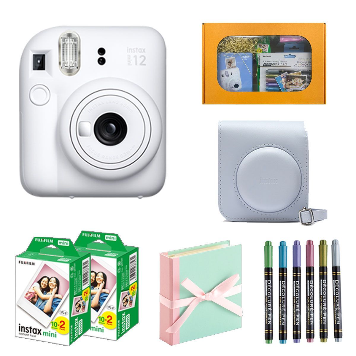 【ギフト チェキ】富士フィルム チェキ インスタントカメラinstax mini12【クレイホワイト】カメラケース付きギフトBOXセット