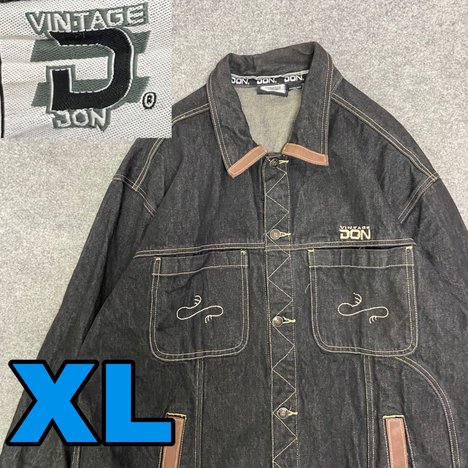 K3385 vintage don 古着　ブラックデニム　ジャケット