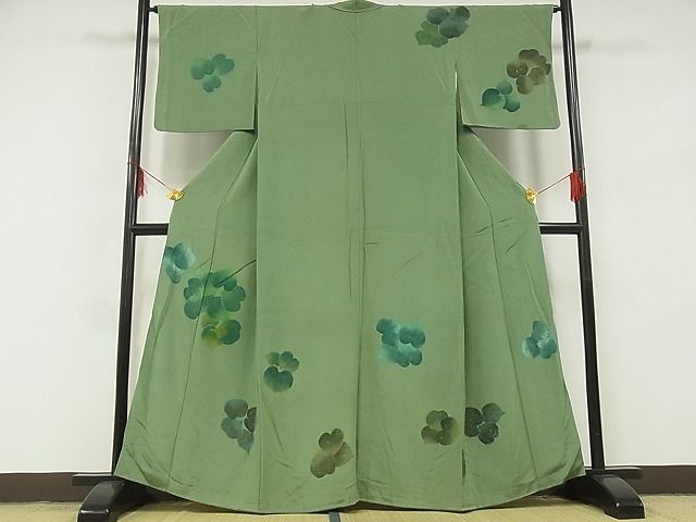 平和屋-こころ店□夏物 小紋 絽 南天文 黒地 着丈160cm 裄丈67cm 正絹 ...