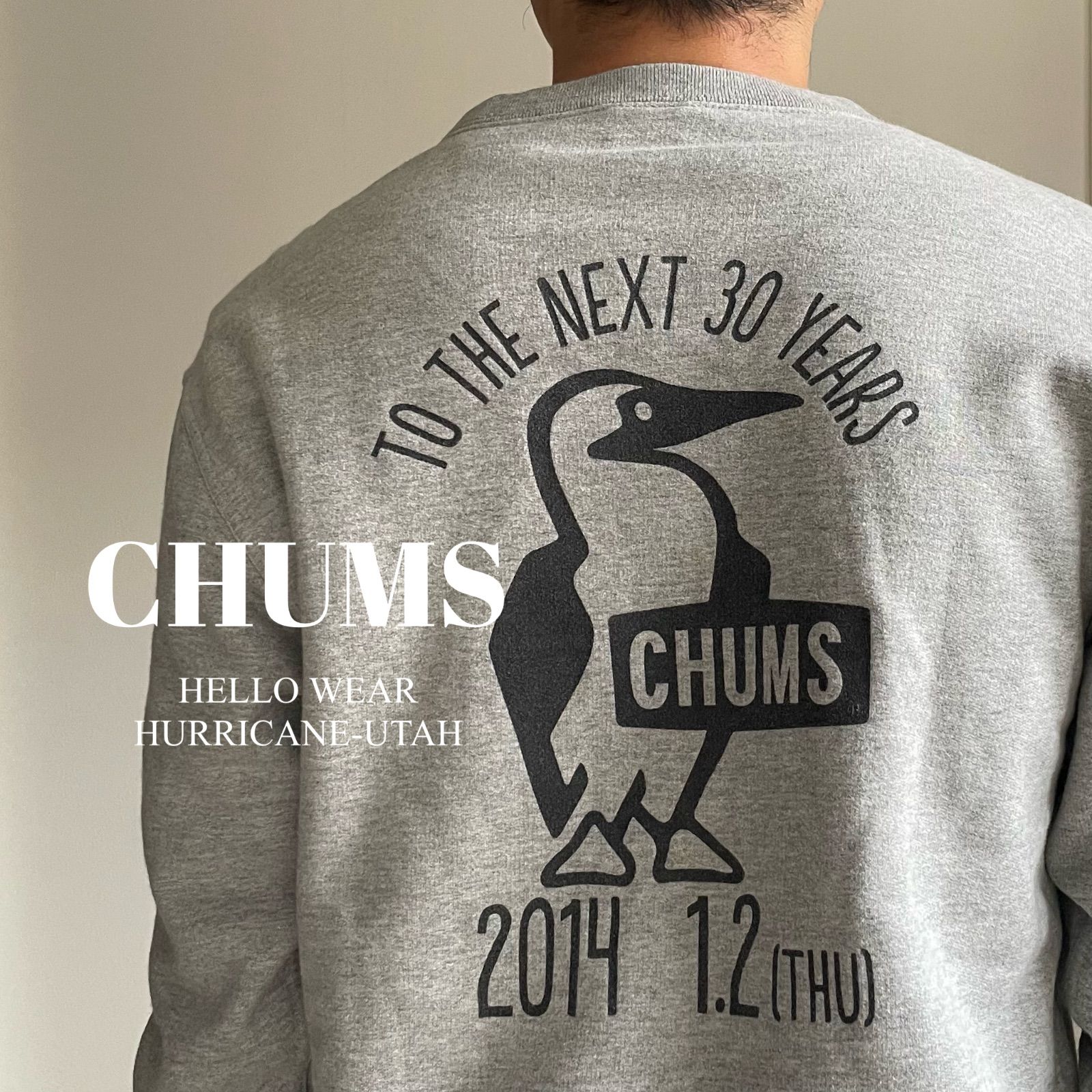 【貴重】 CHUMS / ブービーバードバックプリントクルーネックスウェットグレーM