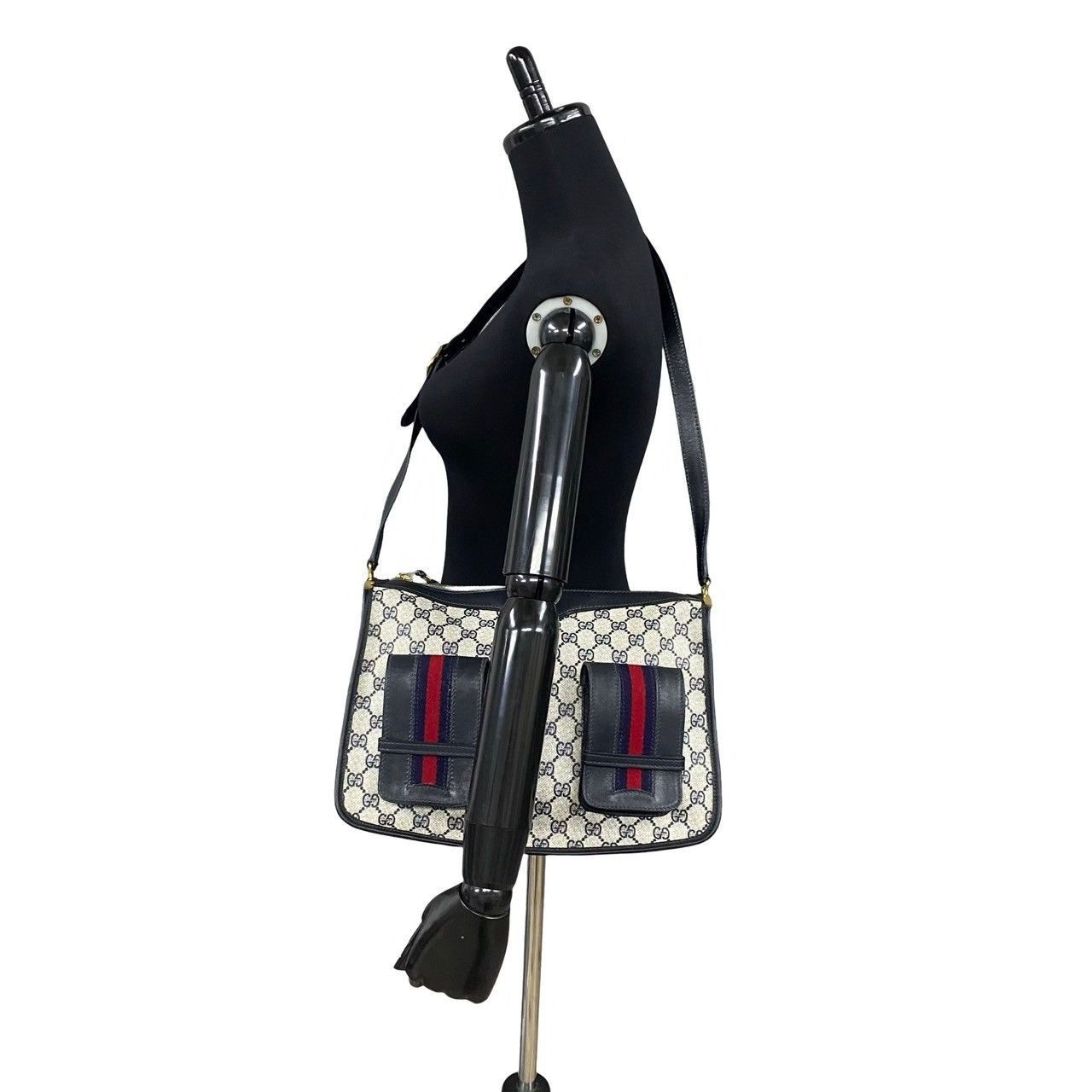 極美品❣️オールドグッチ GG柄 シェリーライン インターロッキング バッグ 紺 極 美品 GUCCI グッチ オールドグッチ ヴィンテージ シェリー