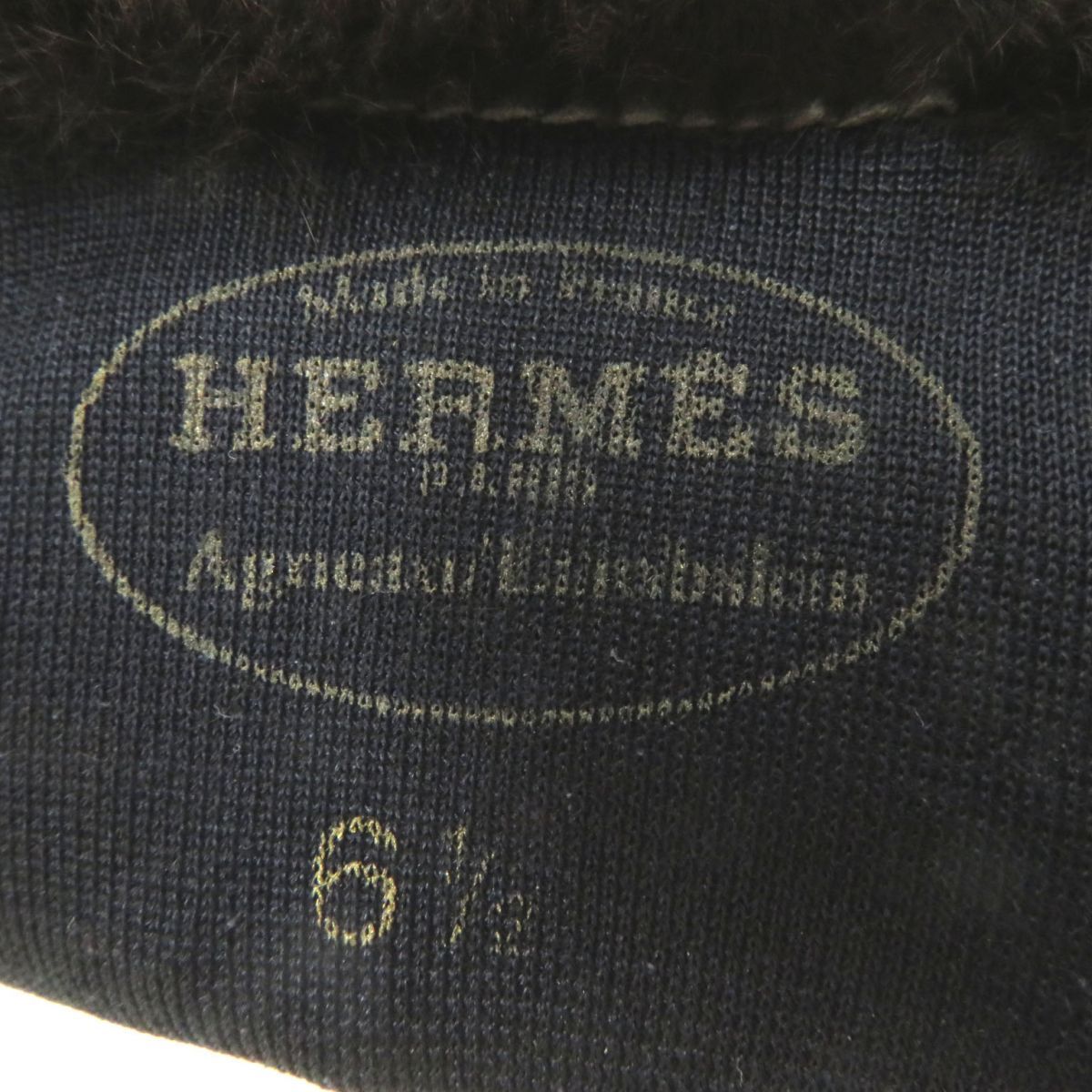 ★3310⭐︎様専用★美品◎フランス製 HERMES エルメス レディース シェアードミンク×ラムレザー ロンググローブ／手袋 ブラック×ブラウン 6  1／2 箱付き