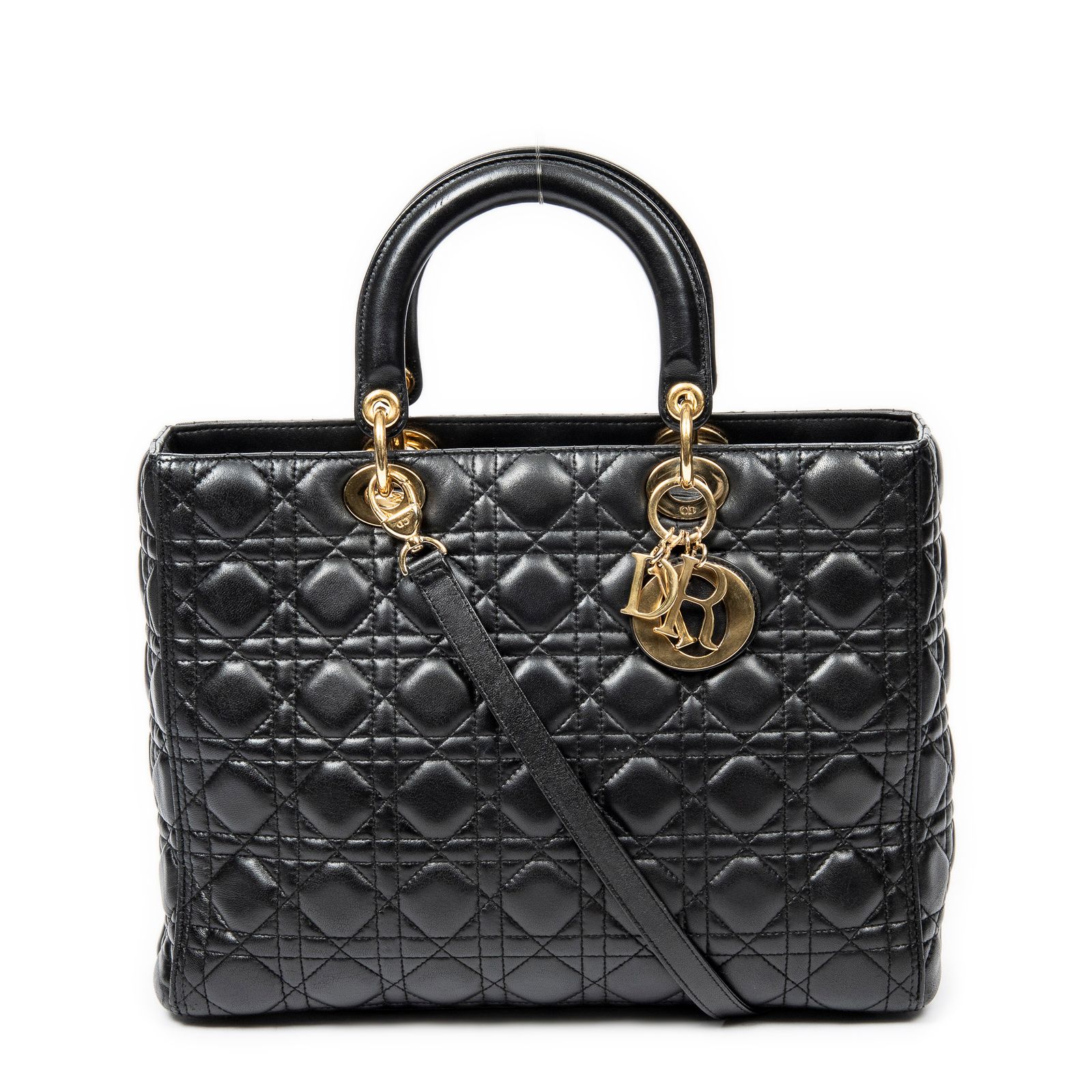 DIOR ディオールラージ レディ ディオール ジップ黒カナージラムスキンレザーA
