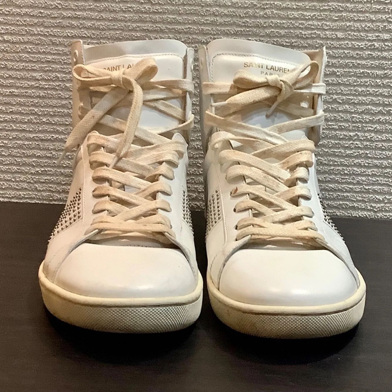SAINT LAURENT ホワイト スタッズ　ハイカットスニーカー 41 新品未使用エディ期サンローランパリスタッズスニーカー