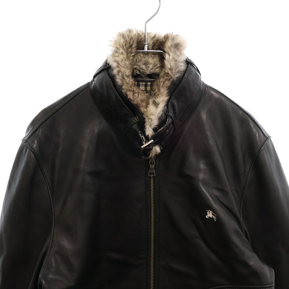 ち*ぶ様 BURBERRY BLACK LABEL レザージャケット BURBERRY BLACK LABEL (バーバリー ブラックレーベル) フロントロゴ