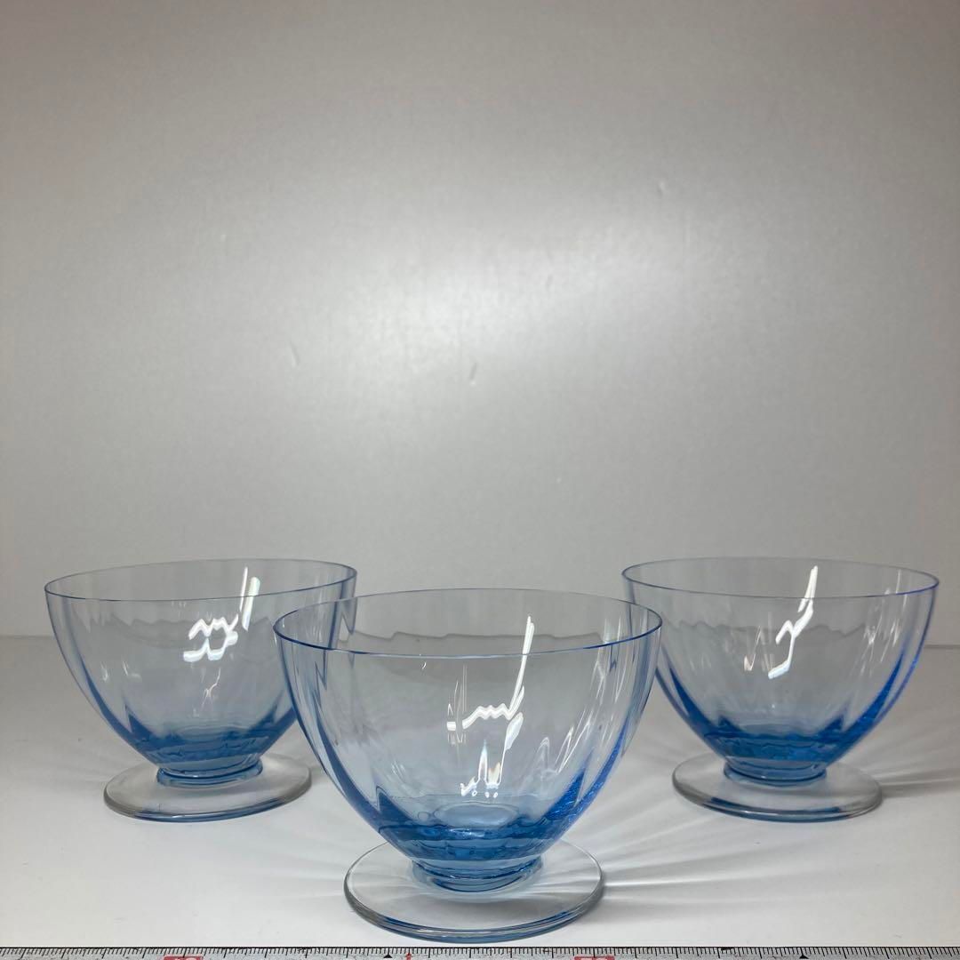 洋3バカラ フロールゴブレット3点 ブルー 直径10.7㎝ 東な6-0904