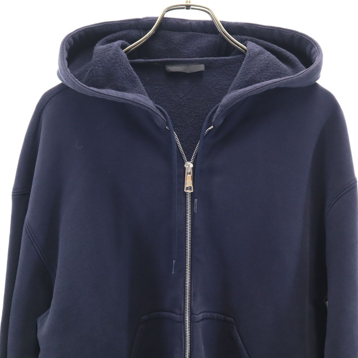 PRADA プラダ イタリア製 長袖 ジップパーカー S ネイビー メンズ 古着