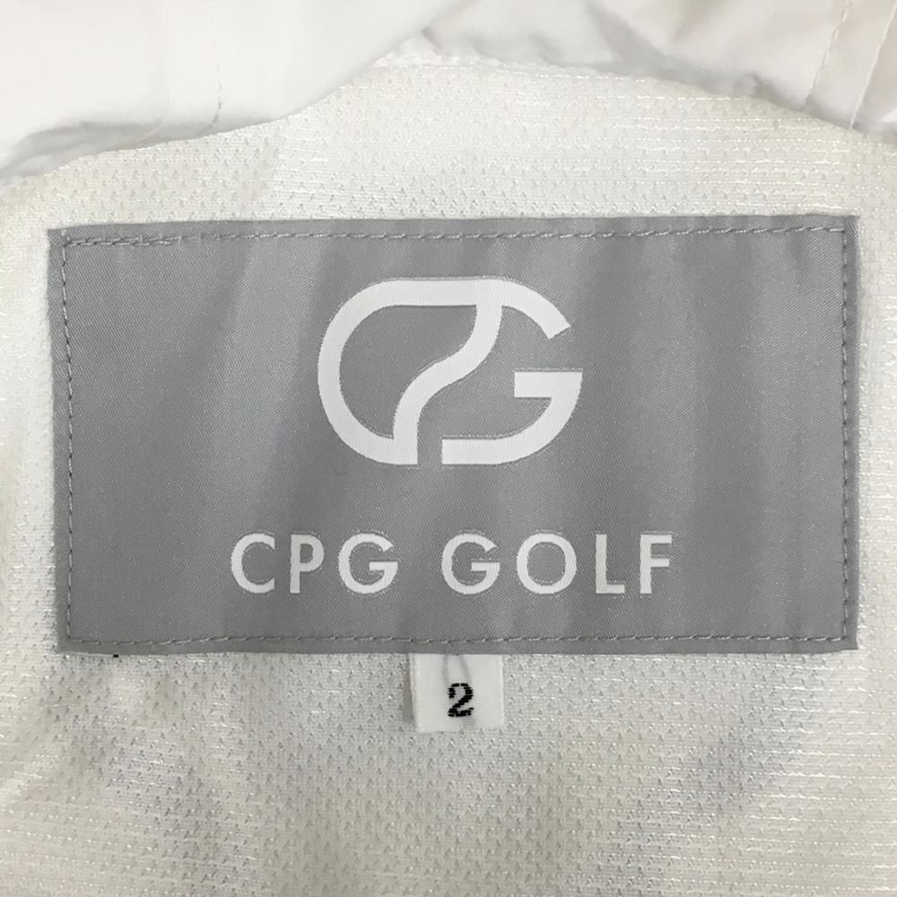 CPG フード付きアウターベスト 白×黒 ファスナー部ロゴライン ドローコード レディース 2 M ゴルフウェア 2025年モデル CPG WHITEMONARCHHOTEL_COM