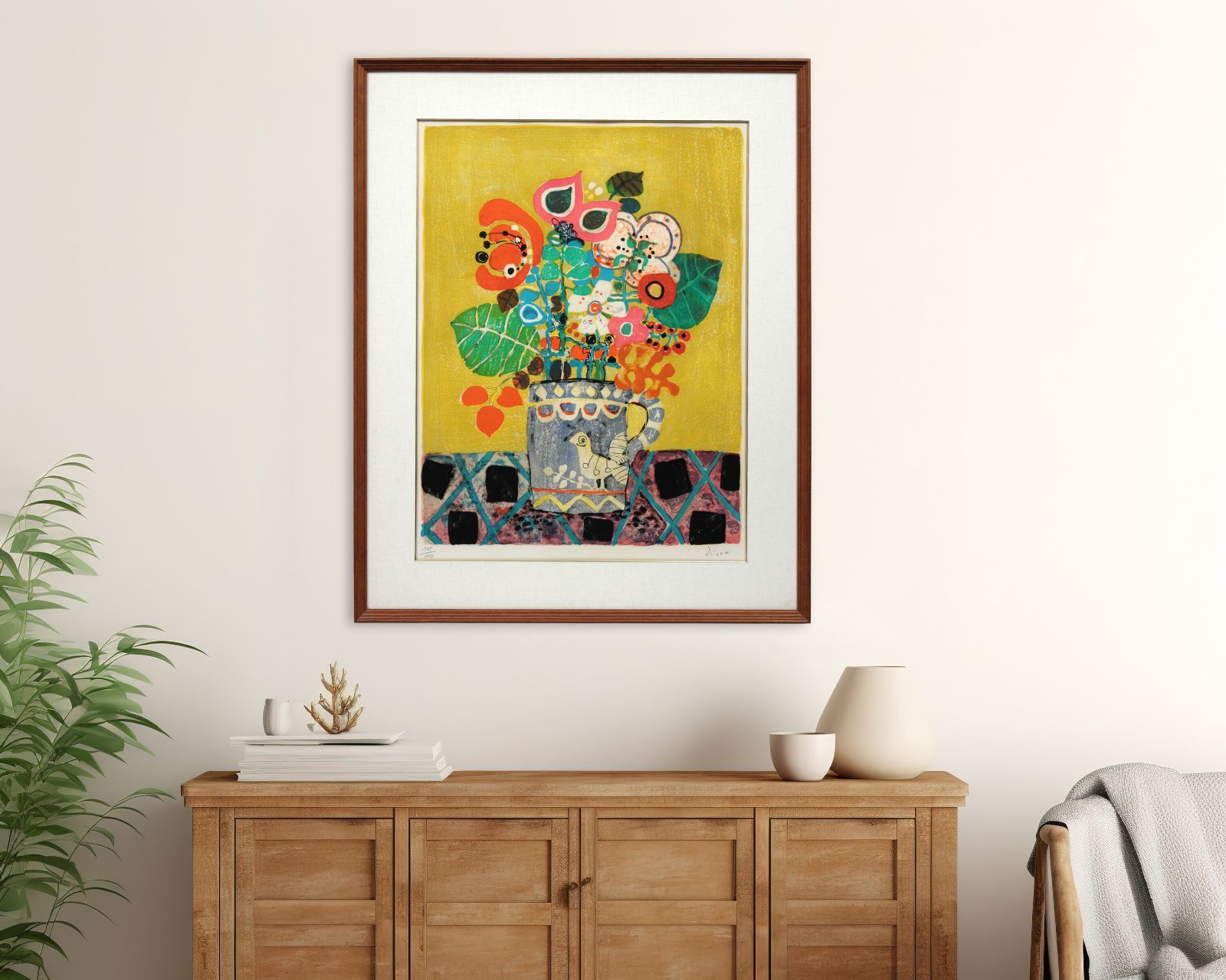 ポール・アイズピリ 「小さな鳥の花瓶」 リトグラフ 版画 絵画