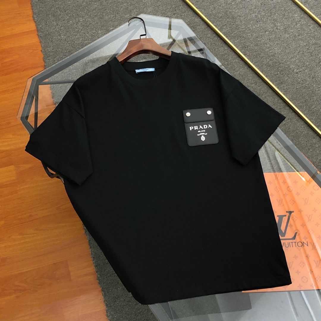 新品 PRADA プラダ 24SS新作 ロゴポケット 半袖Tシャツ ブラック