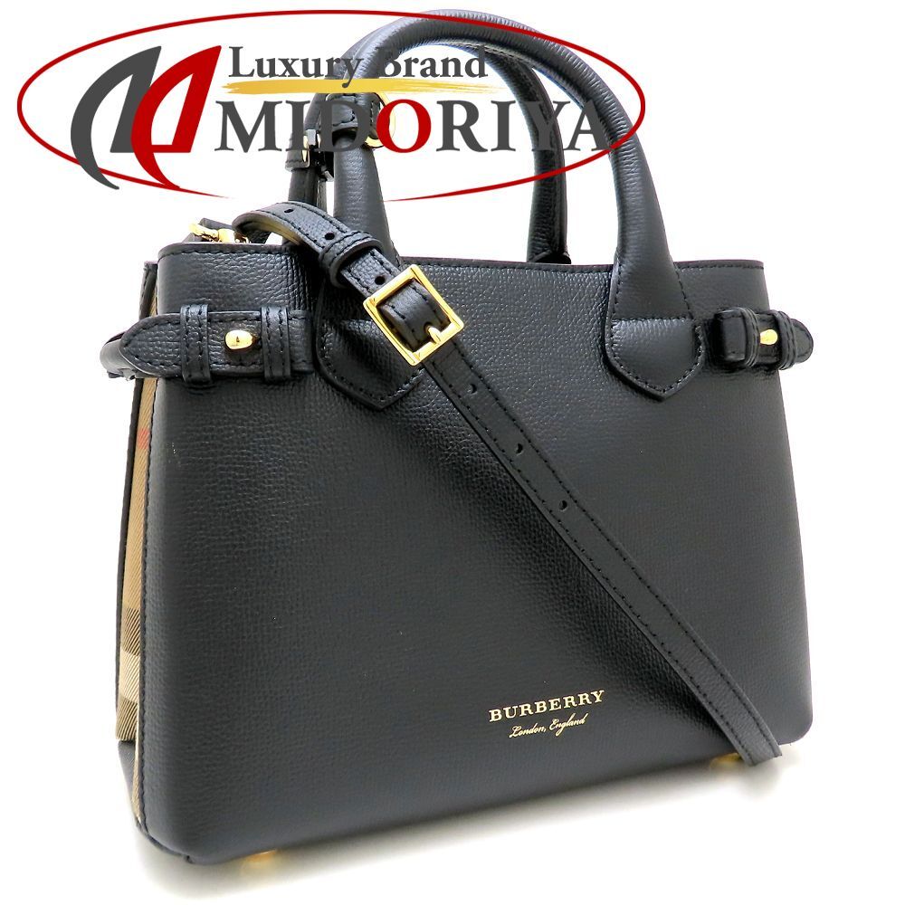 BURBERRY バーバリー ハンドバッグ ノバチェック カーフxキャンバス ブラック|352584