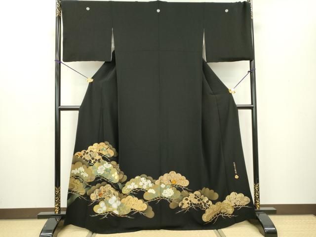平和屋着物▽豪華黒留袖 寿光織 孔雀 金糸 正絹 逸品 DABB1505fe 正絹 逸品