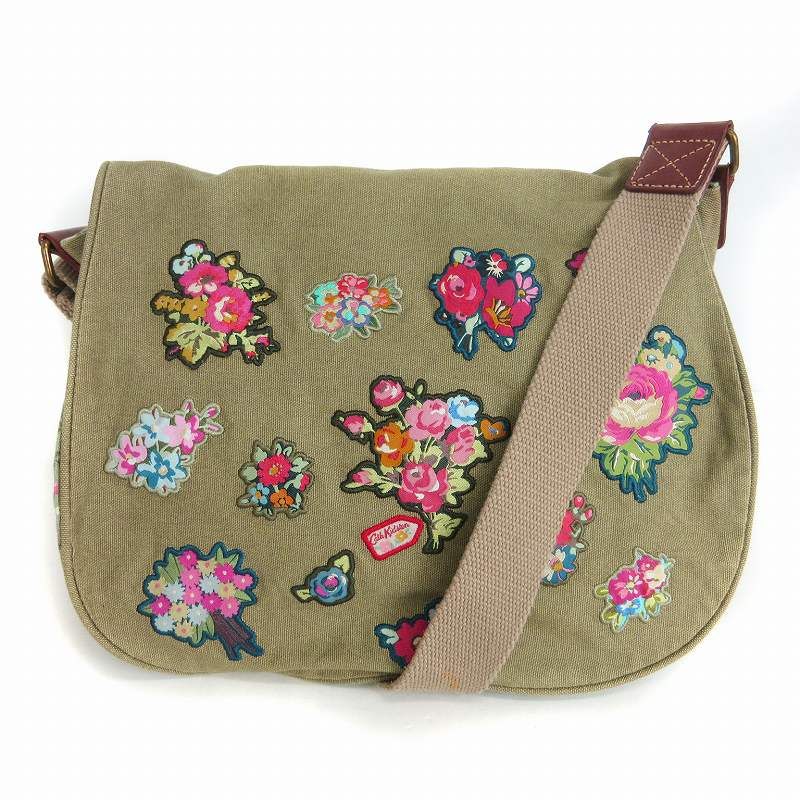 限定品✨キャスキッドソン ワッペン ショルダーバッグ キャンバス キャスキッドソン Cath Kidston ショルダーバッグ フラワー