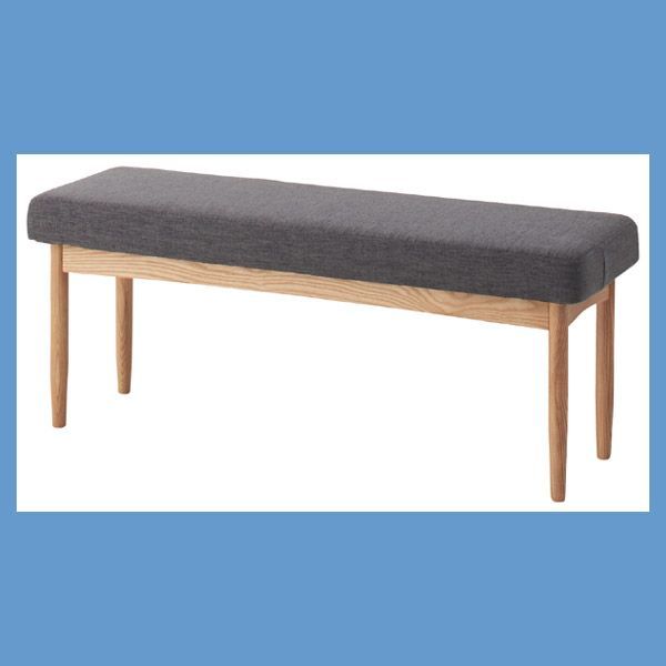 天然木 アッシュ のダイニングベンチ W110×D35×H44cm No.150 グレー ファブリック