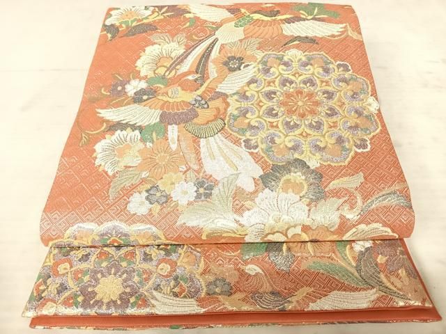 洒落袋帯 全通 鮮やか 細かな絣柄 正絹 AO-2684 平和屋着物▽六通柄袋帯 篁琳 市松流水梅丸文 金糸 正絹 逸品