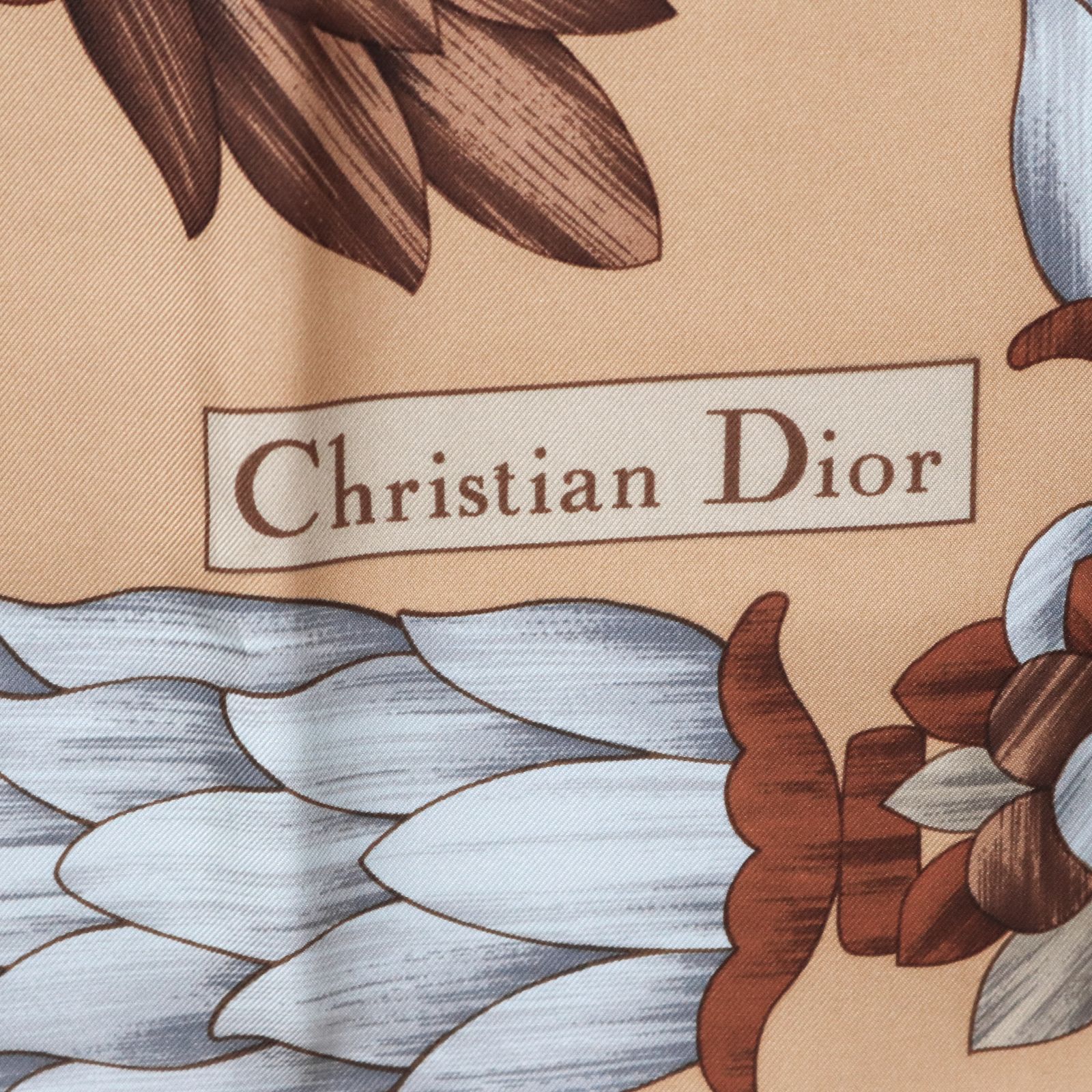 Christian Dior ディオール スカーフ シルク 大判 ブラウン