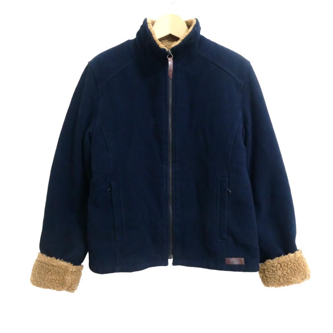 DOLCE&GABBANA ドルチェアンドガッバーナ ボアジャケット ブルゾン コーデュロイ 裏ボア ロゴ フルジップ ネイビー サイズ40 レディース 20,160円