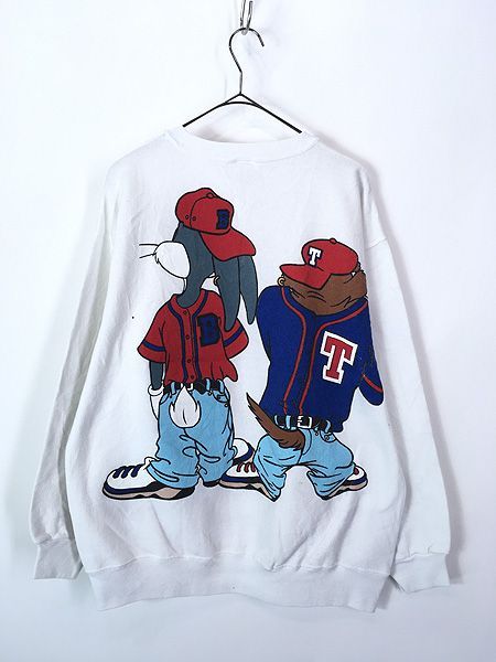 【古着】レア 両面 LOONEY TUNES  Taz タズ スウェット Vintage 90s Looney Tunes Taz Tasmanian Devil Rap Hip Hop