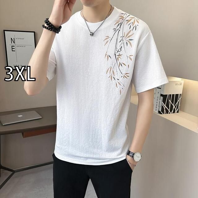 数量限定，セール [3XL]メンズ ファッション 服 男性用 オシャレ シンプル 大人 かっこいい ストリート コットン リネン 半袖 Tシャツ 半袖 トップス 夏 シンプル ラウンドネック リネン 薄手 その他