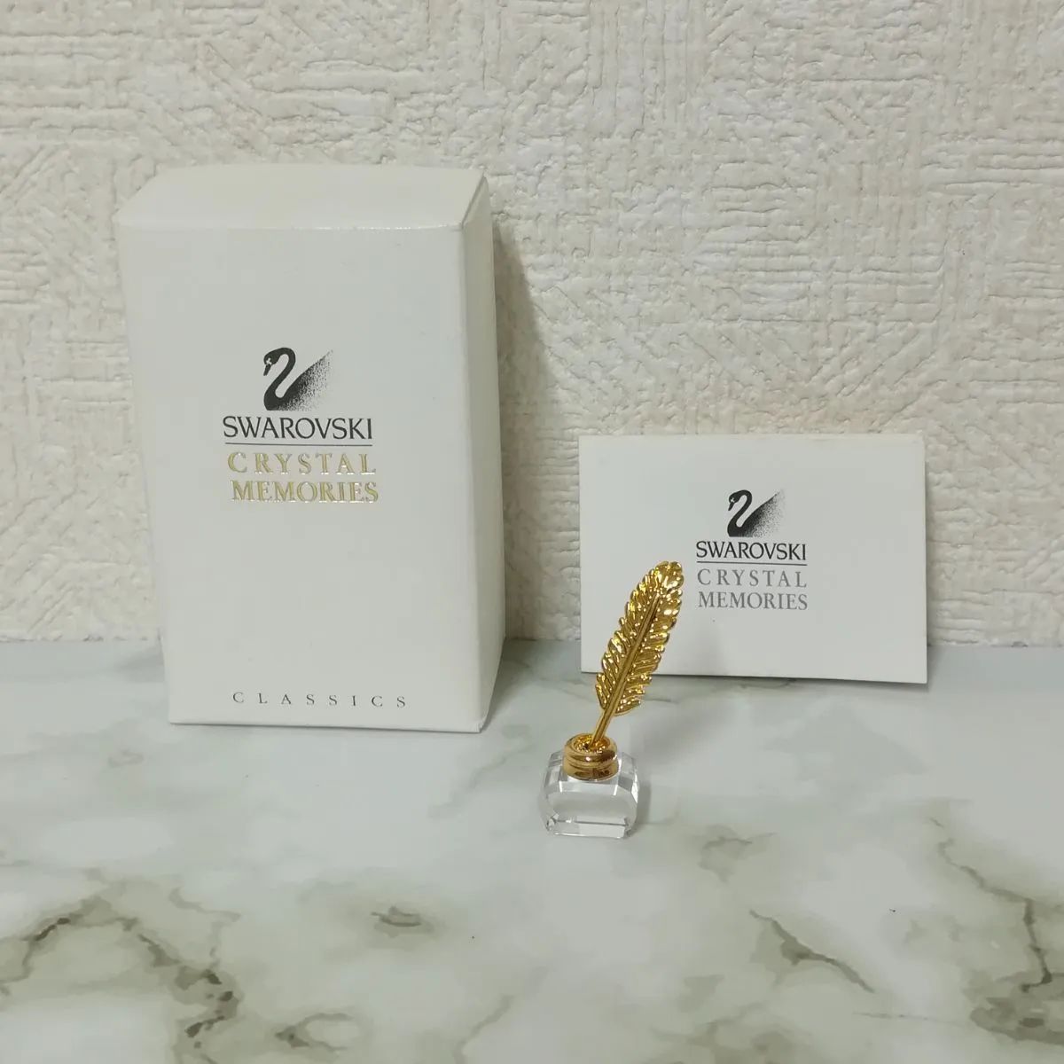 スワロフスキー Swarovski 2004年 廃盤品『羽根ペン・インク壺
