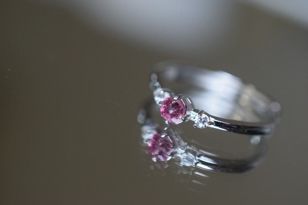 RG10-51 シルバー 宝石質 非加熱 明るい 槿花色 スピネル リング