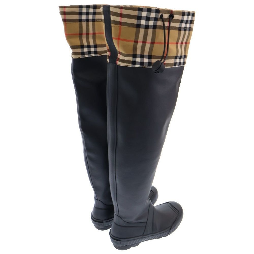 BURBERRY (バーバリー) ノバチェック ニーハイ ラバー レイン ブーツ
