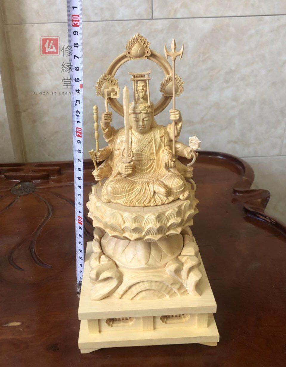 木彫り 仏像 福神弁財天女座像 柘植材 仏教工芸 財前彫刻 財神