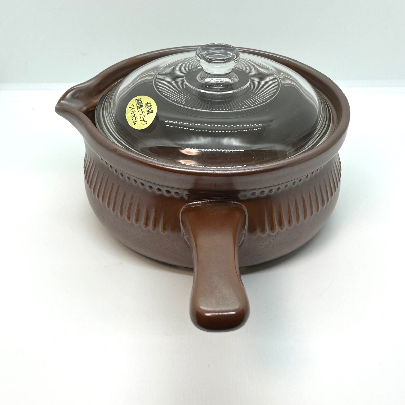 未使用】ウィルセラム 片手鍋 ガラス蓋付き 遠赤外線超耐熱セラミック