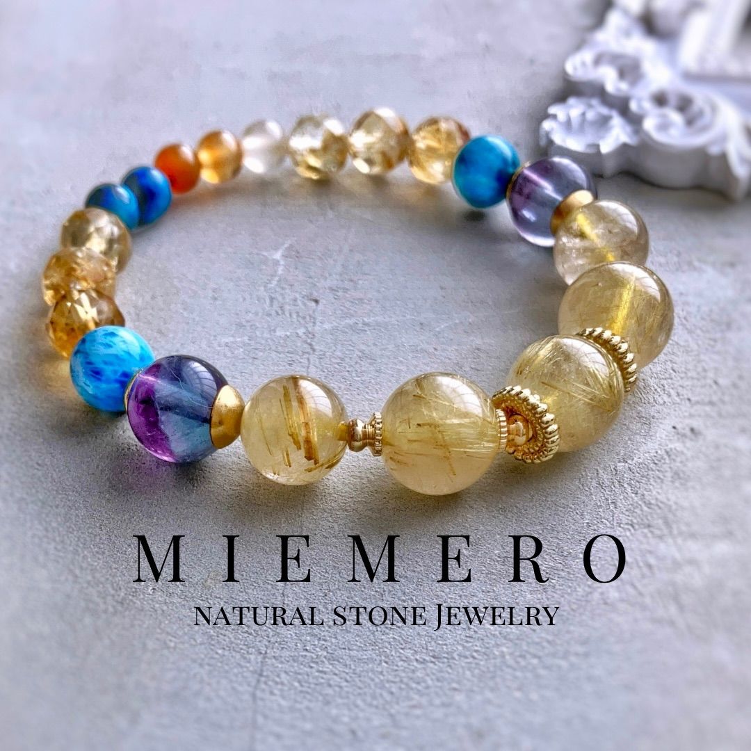 ゴールデンルチルクォーツ&バイカラーフローライト＆シトリンの