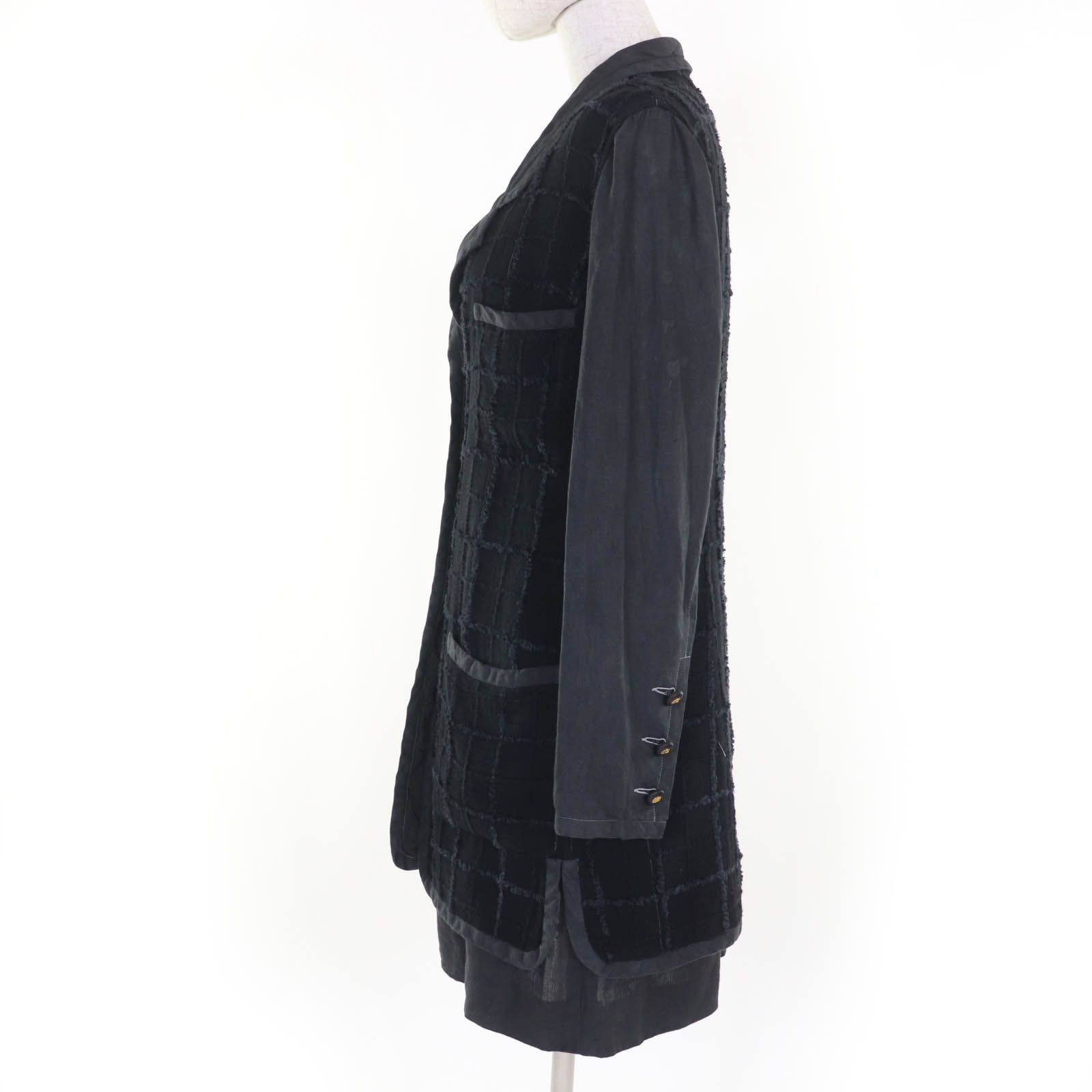 CHANEL シャネル ヴィンテージ 94P P02832 シルク混 リネン ココマーク ジャケット ワンピース アンサンブル グレー系 38 フランス製 レディース