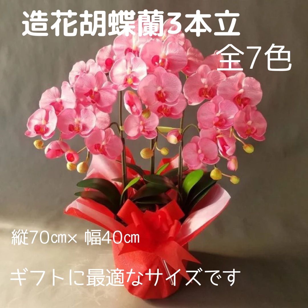 胡蝶蘭-3本立 高さ70cm×巾40cm 造花・光触媒コーティング - 本物