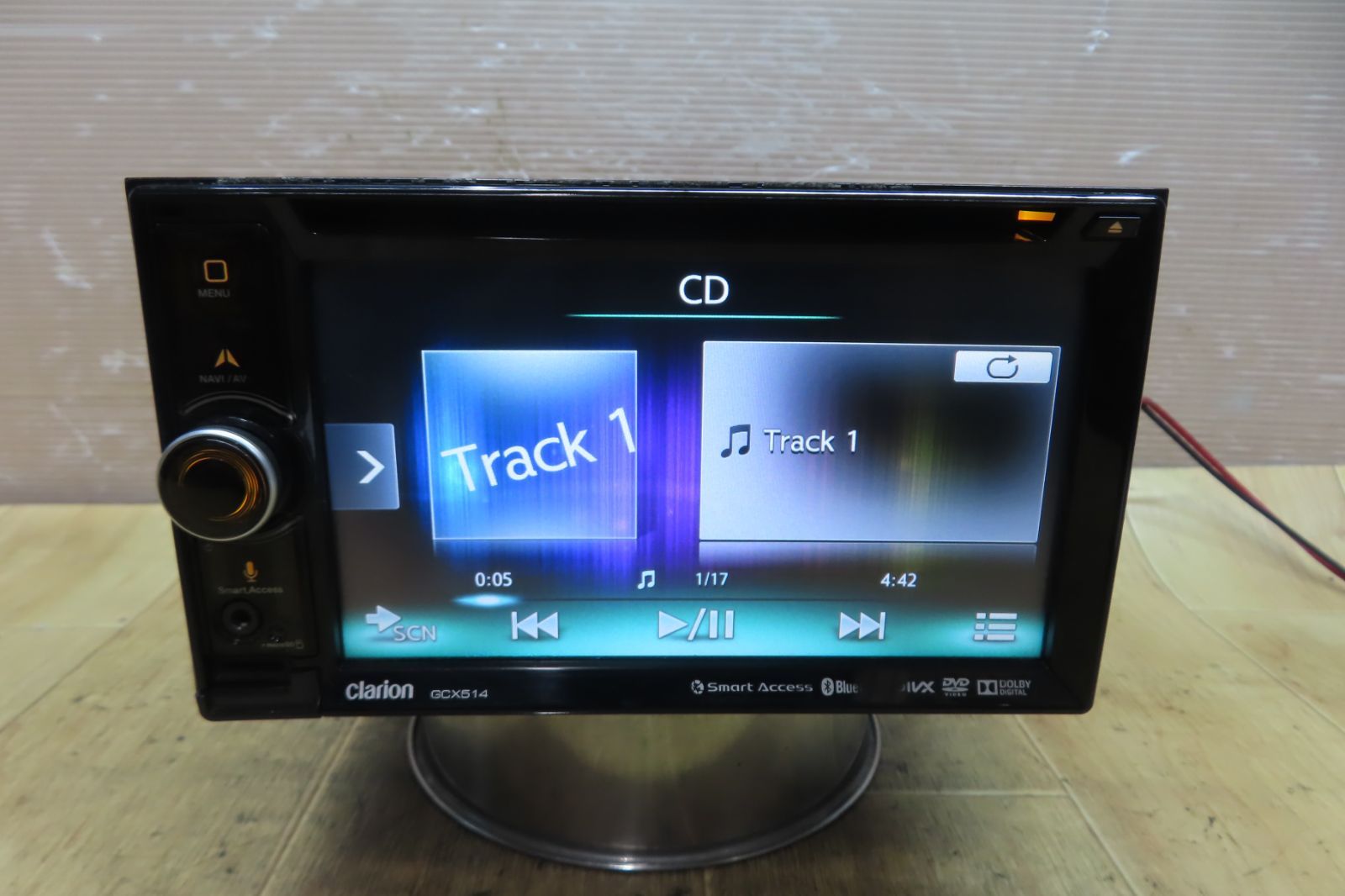 タッチパネル正常 動作保証付F0838/クラリオン　GCX514　SDナビ　地デジTVワンセグ　Bluetooth内蔵　CD、DVD再生OK