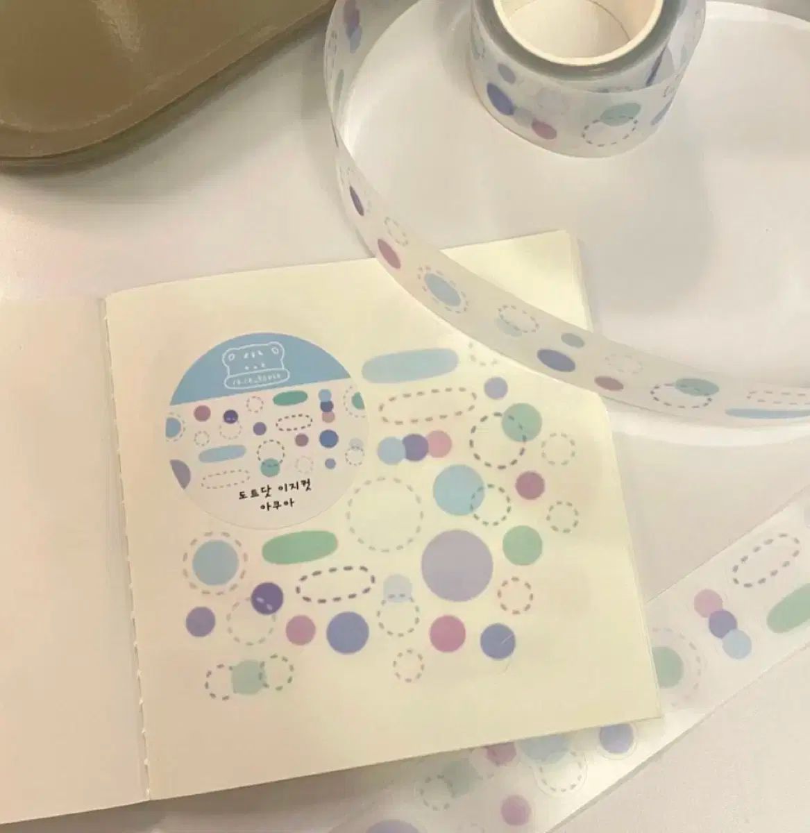 ララハウス ドット ドット ブルー キスカット マスキングテープ グッズ ダイアリーデコ ステッカー