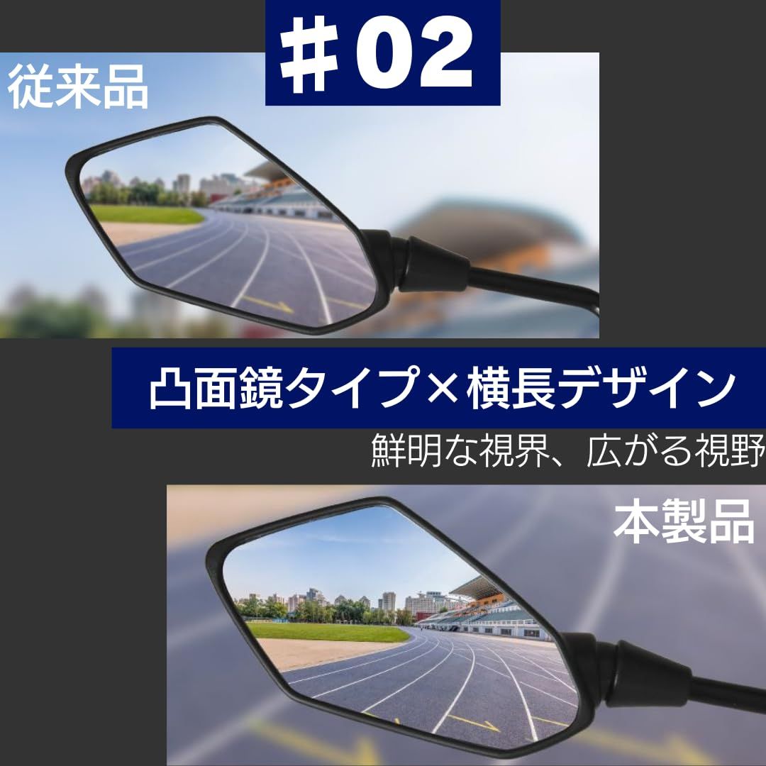 新品 ポリゴンミラー (8mm 左右セット 正ネジ 10mm サイドミラー