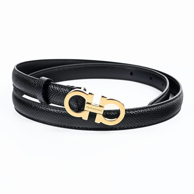 フェラガモ Salvatore Ferragamo サルヴァトーレフェラガモ ベルト 全3サイズ 幅16mm ダブル ガンチーニ レディース ブラック 23B224193 675180 0675180