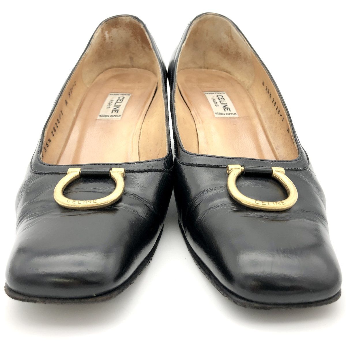□希少□ CELINE パンプス 本革 ゴールド金具 ブラック 1862A □希少□ CELINE パンプス 本革 ゴールド金具 ブラック 1862A