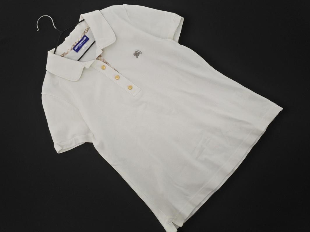 【BURBERRY BLUE LABEL】ホワイト ポロシャツ LL BURBERRY バーバリー BLUE lABEL ブルーレーベル ワンポイント