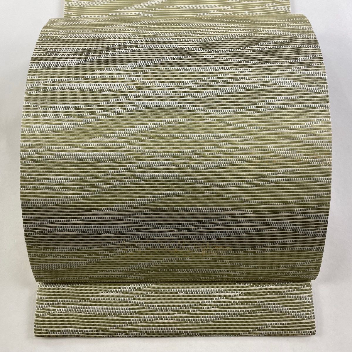 開き名古屋帯 秀品 霞 金彩 灰緑 正絹