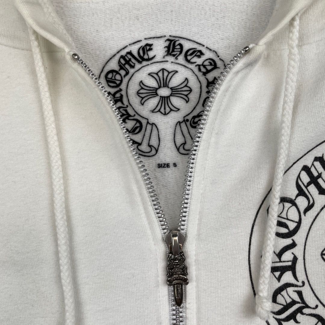 CHROME HEARTS クロムハーツ 星条旗パーカー ホワイト 白 ダガージップ メンズ Sサイズ 古着