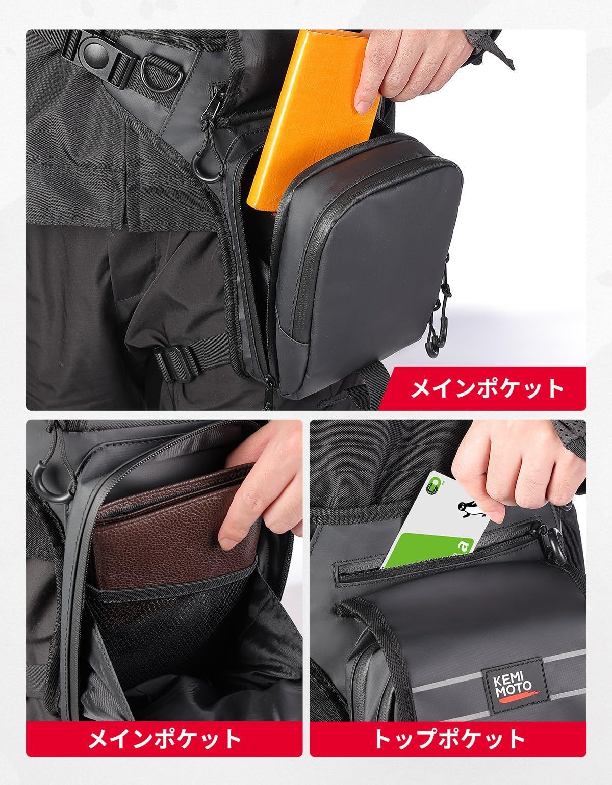 新品 KEMIMOTO バイク レッグバッグ 2L容量 レッグポーチ ヒップ
