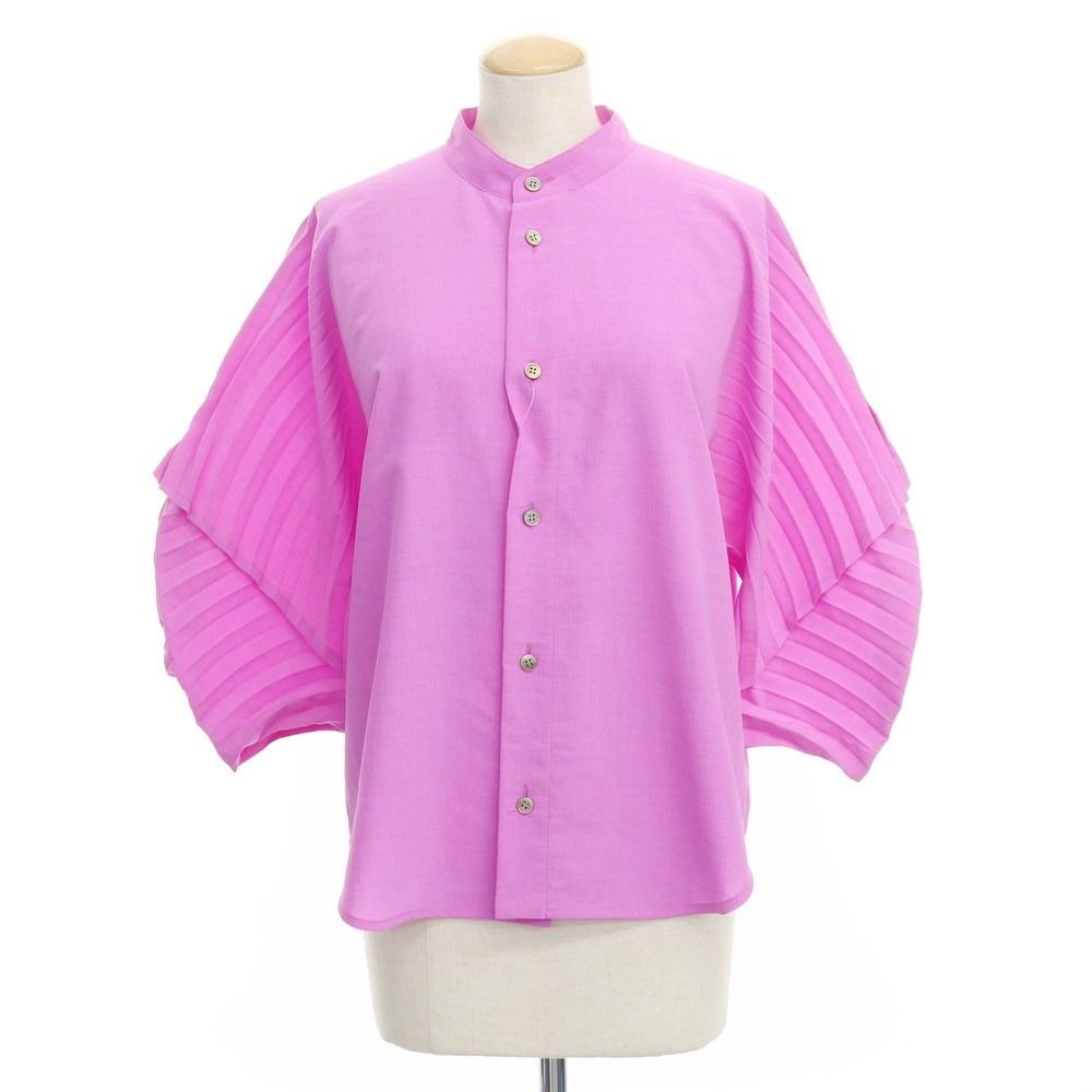 ISSEY MIYAKE - 【中古】イッセイミヤケ ISSEY MIYAKE 2023年春夏 プリーツ加工 半袖シャツ ピンクパープル系【サイズ表記なし（L位）】【レディース】 中古】イッセイミヤケ ISSEY MIYAKE 2023年春夏 プリーツ加工