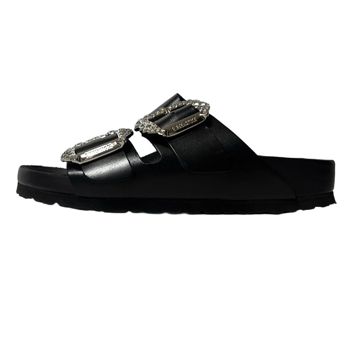 BIRKEN STOCK ビルケンシュトック サンダル 23.0 レディース - 黒 ラインストーン レザー