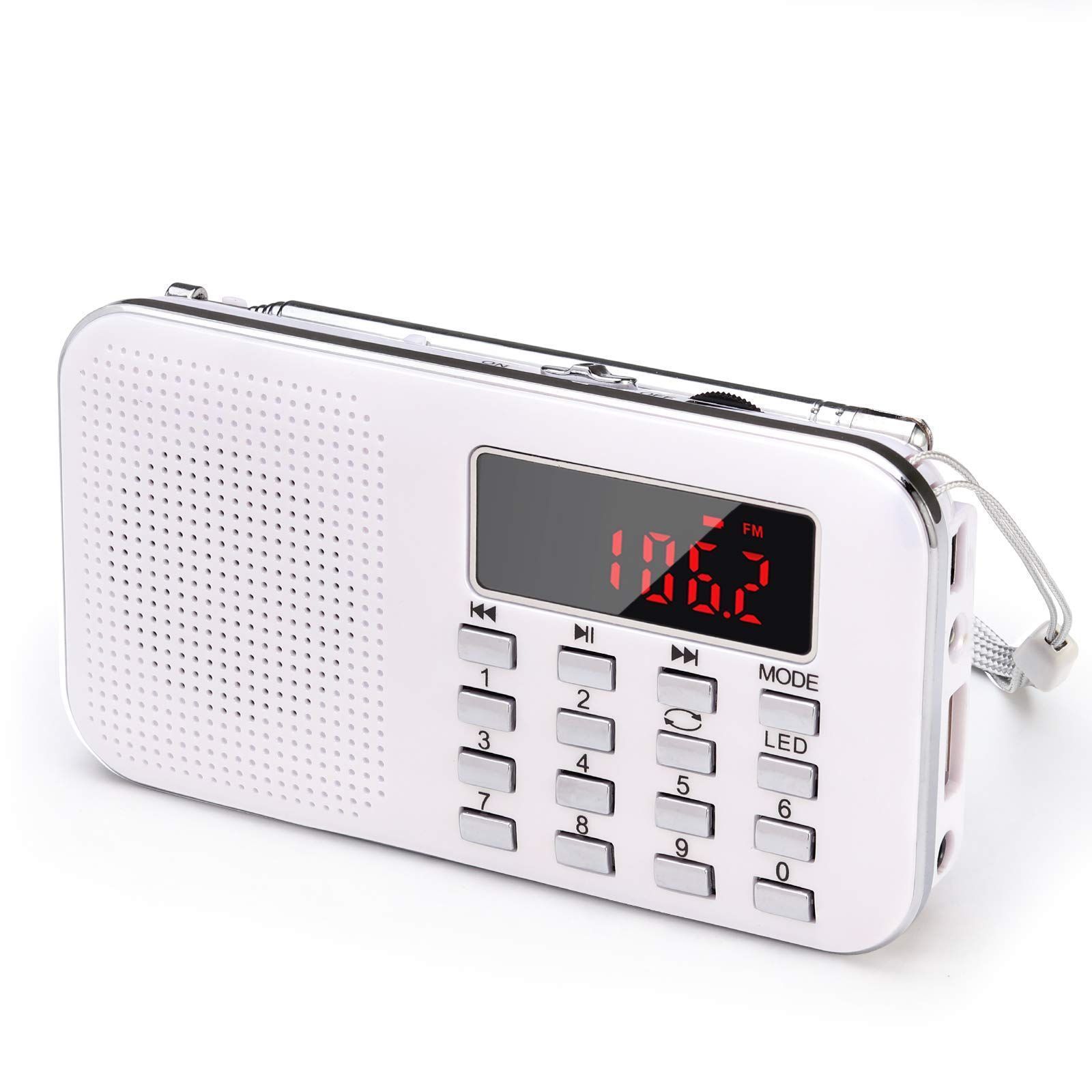 J-908 USB ラジオ 充電式 AM/ワイドFM ポータブル ラジオ 懐中電灯付き ...