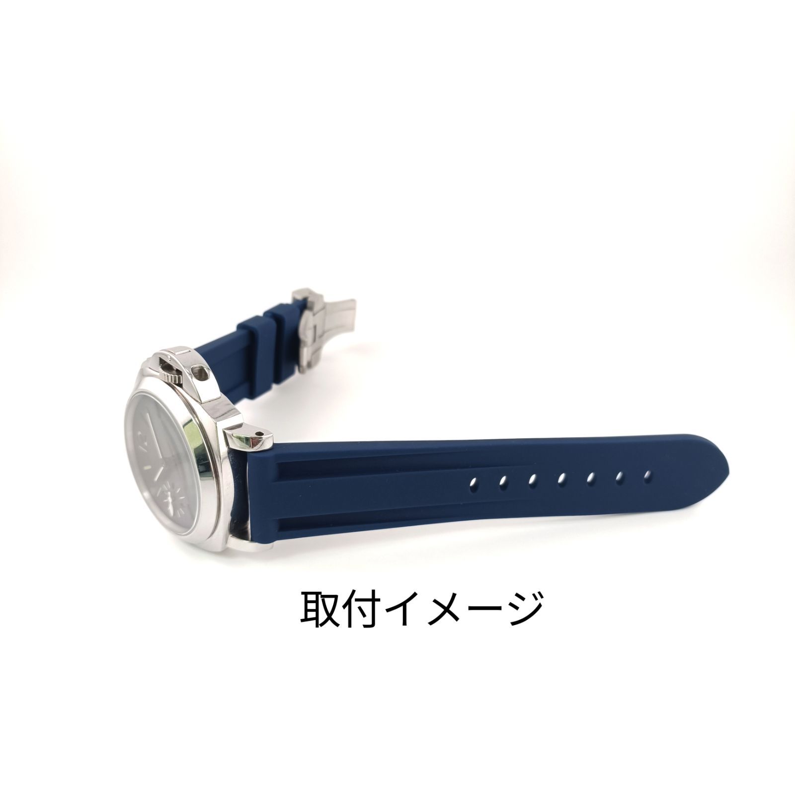 パネライラバーベルト　ネイビー 24mm パイプチューブ付属 腕時計 シリコン ラバーベルト