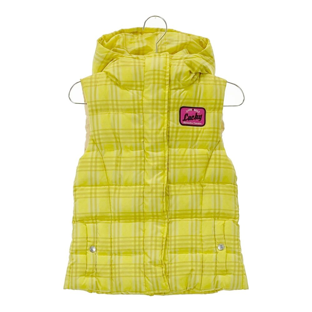 サイズ 36 SAMANTHA THAVASA サマンサタバサ NO.7 フード付 ダウンベスト ワッペン チェック柄 イエロー系 240101433041 ゴルフウェア レディース ストスト
